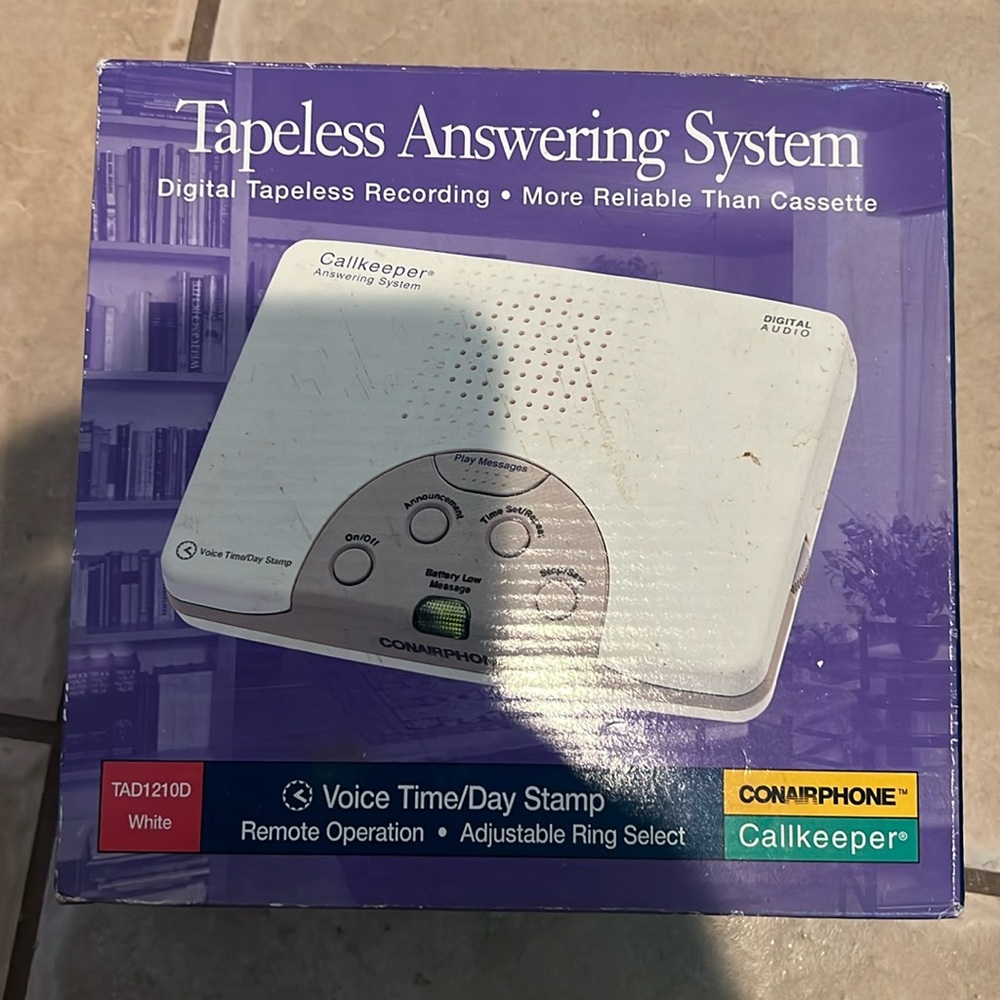 ConAirPhone Tapeless Answering System Machine Call Keeper TAD1210D White
